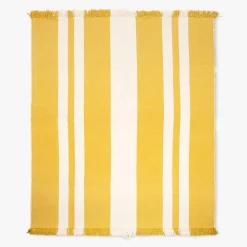 Tapete de algodão com riscas amarelo e bege 140x200cm