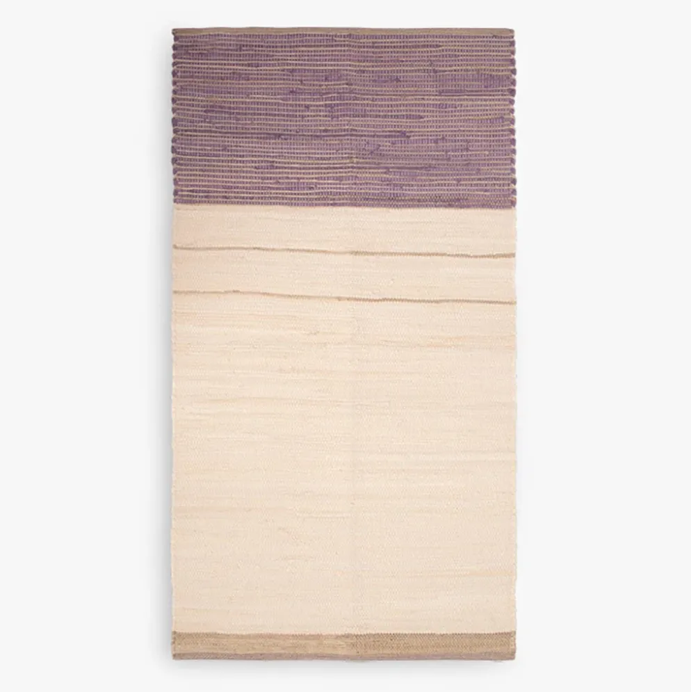 Tapete de Algodão e Juta Bege e Roxo 70x150