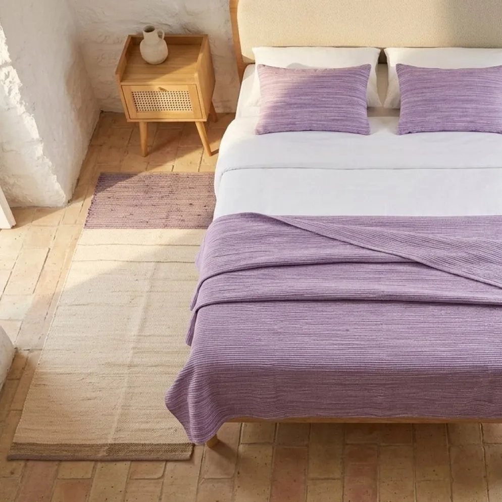 Tapete de Algodão e Juta Bege e Roxo 70x150