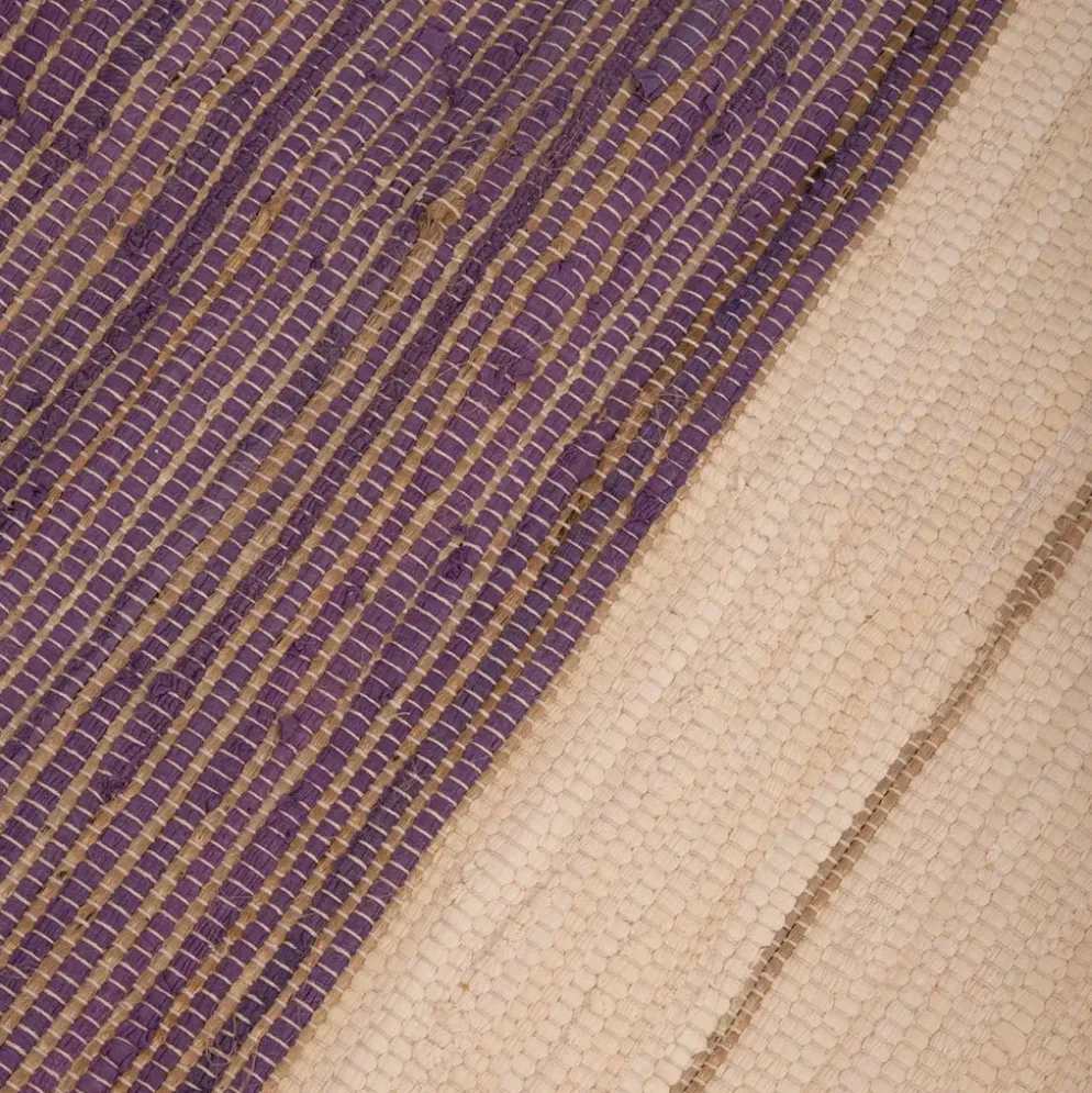 Tapete de Algodão e Juta Bege e Roxo 70x150