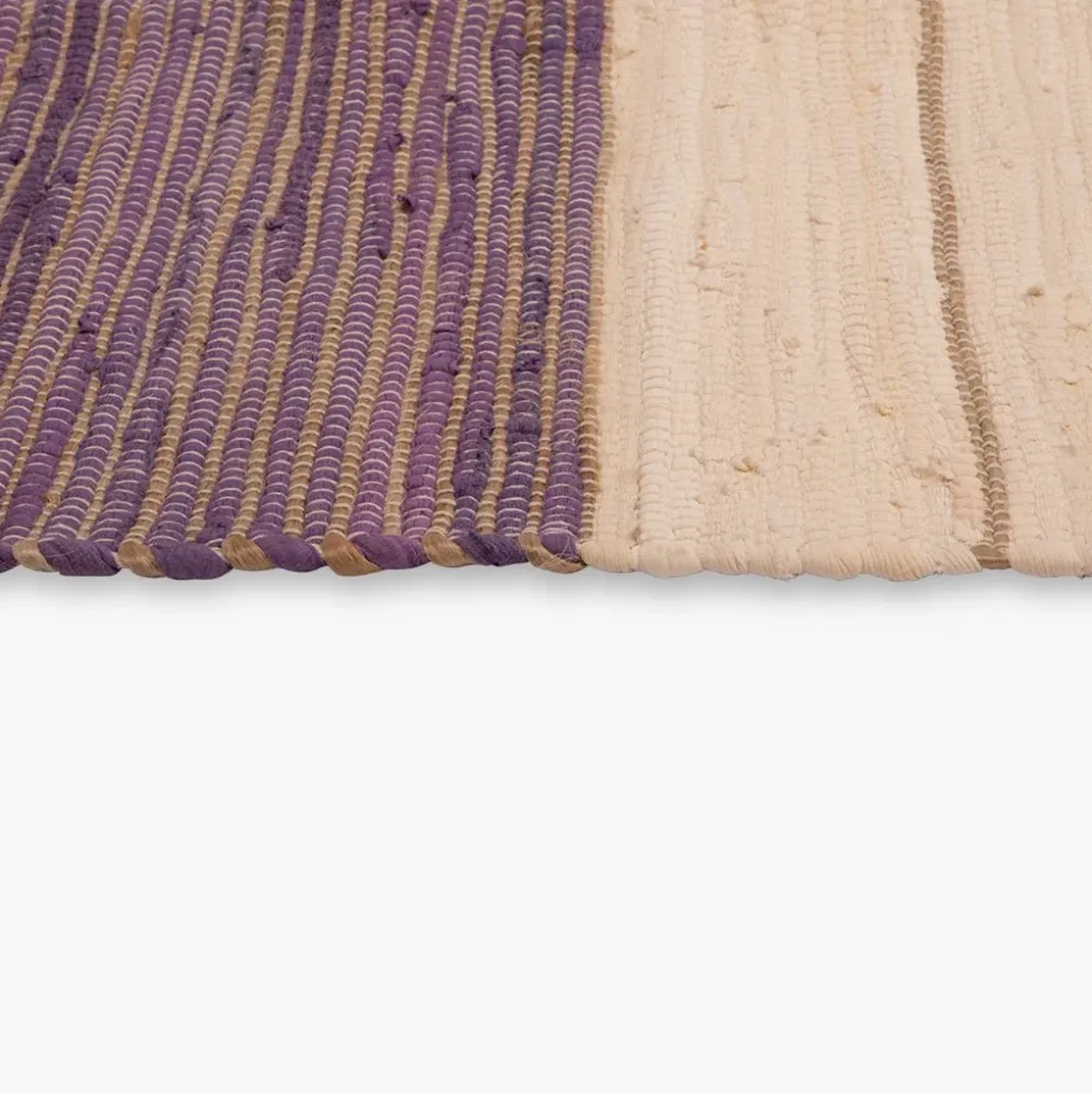 Tapete de Algodão e Juta Bege e Roxo 70x150