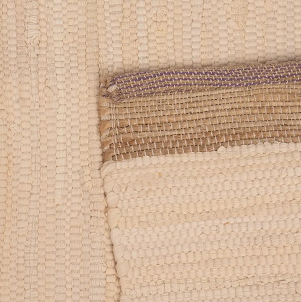 Tapete de Algodão e Juta Bege e Roxo 70x150