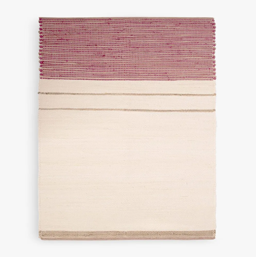 Tapete de Algodão e Juta Bege e Rosa 120x180