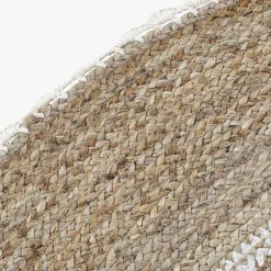 Tapete Redondo com desenho Étnico em Juta e Algodão