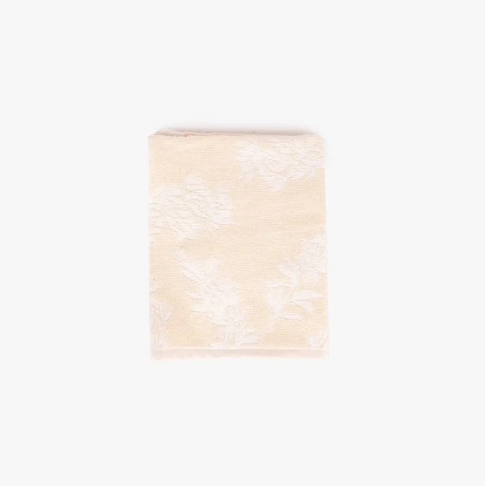 Toalha de Rosto Algodão Flores Bege e Branco 50x100 cm